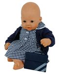 FRILLY LILY Navy Blue Dolls Summer School Uniform for Larger Dolls and Bears 18-20 ins[45-50 cm] Such as Standard Baby Annabell 43 and 46 cm and Bear Factory . DOLL NOT INCLUDED