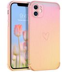 GUAGUA Case for iPhone 11, iPhone 11 Cases Cute Heart Pattern Soft TPU Plating Cover for Women Girls with Camera Protection & 4 Corners Shockproof Protection Phone Cases for iPhone 11- Rainbow Pink