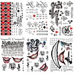 6 Sheets PADOUN Halloween Temporary Tattoo Stickers, Fake Tattoo Stickers for Men Women Full Body Bundle for Costume Cosplay Party Accessory, Large Size 8.2 x 11.6 inches