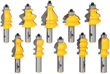Yonico 16101 10 Bit Architectural Molding Router Bit Set 1/2-Inch Shank