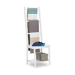 Relaxdays Holder, Clothes Stand, Towel Rack, Valet Butler, Bathroom Chair, Bamboo, HxWxD: 133 x 40 x 42 cm, White, 42 x 40 x 133 cm