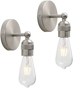 Yosoan 2pcs Vintage Sconce Wall Lights, Nordic Loft Edison Up/Down Wall Light Fittings, E27 Light Fixture for Restaurant Corridor Dining Room Kitchen Bedroom Cafe Bar (Brushed)