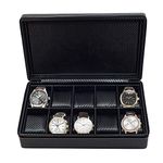 10 Watch Briefcase Black Carbon Fiber Zippered Travel Storage Case 50MM Men''s Gift