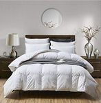 Emporiah Luxury Goose Down Feather Duvet Hotel Quality King Bedding Duvet Comforter, 100% Goose Down Feather Duvet, Super Soft, Breathable, Self-Fabric Piping, Baffle Box Design Duvet (King 102"x90")