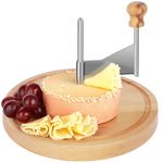 HIERTAOP Cheese Curler, Stainless Steel Cheese Shaver, Wooden Cheese Slicer Board, Rust-Proof Multifunctional Cheese Flower Shaver, Perfect for Cheese Wheel or Chocolate 8.7×5.6 Inch