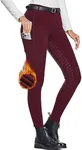 FitsT4 Sports Women's Winter Horse Riding Pants with Zipper Pockets Full Seat Riding Tights Fleece Lined Equestrian Breeches for Women Burgundy XL