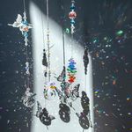 H&D HYALINE & DORA Crystal Suncatcher Hanging Metal Butterfly Ornament,Glass Ball Prism Rainbow Maker Home Decor,Pack of 3
