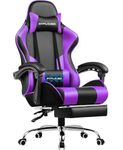 GTPLAYER Gaming Chair with Footrest, Computer Chair with Massage Lumbar Support, Height Adjustable Gaming Chair with 360° Swivel Seat and Headrest for Office or Gaming Purple