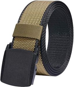 Mens Belts Work, 2 Colors in 1 Canva Tactical belt for men,YKK Plastic Buckle Reversible Fabric for Golf Hiking Skiing Adjustable for Pants Size Below 46"[53"Long1.5"Wide]Black and Brown