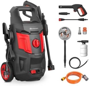 GoMechanic High Pressure Car Washer Pump, 2200 Watts Motor, 200 Bars Pressure, 7.5L/Min Flow Rate, 5m Outlet Hose, Upright Design with Wheels for Car, Bike, Home Cleaning with Rotating Brush
