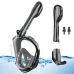 Proberos® Adult Snorkel Mask, 180° Wide Angle View Anti-Fog Snorkling Face Mask with Drain Valve, Detachable Breathing Tube Design Full Face Snorkeling Mask Diving Gear with Camera Mount, S/M
