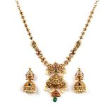 Sasitrends Traditional American Diamond Gold Plated Peacock and Lakshmi Necklace Jewellery Set for Women and Girls