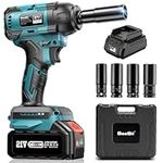 Seesii Cordless Impact Wrench 1/2 inch, 405Ft-lbs(550N.m) Brushless Impact Gun with 4.0Ah Battery, Charger & 4 Sockets, Electric Impact Wrench,WH550