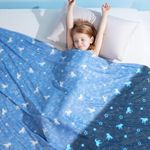 Luxear Cooling Blankets,Glow in The Dark Unicorn Kids Blanket Q-Max>0.5 Cool Blanket for Hot Sleepers,Arc-Chill Cooling Blanket for Sleeping Breathable,Summer Bed Blanket Lightweight (Blue,59"×79")