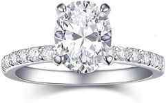 AONED Wedding Engagement Rings For Women 2 Carat Oval Fake Faxu Engagement Diamond Wedding Ring Women's Cubic Zirconia Ring Solitaire Cz Silver Faux Cheap Promise Rings For Her Bridal Ring, Size 7