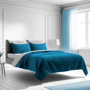 Mezzati Prestige Bedspread Coverlet Set - Soft Brushed Microfiber Comforter Bedding Cover, 3-Piece Quilt Set (Queen/Full, Stunning Blue)