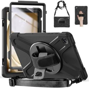 JSUSOU Samsung Galaxy Tab A9 Plus Case Cover 11 Inch 2023 with Screen Protector Pen Holder SM-X210/X215/X216 | Shockproof Tab A9+ Case | Protective Case W/Stand Handle Shoulder Strap Black