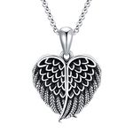 SOULMEET Angel Wing Heart Locket Necklace That Holds Picture Photo Locket Pendant You are My Angel Sterling Silver/Gold, Metal, Cubic Zirconia