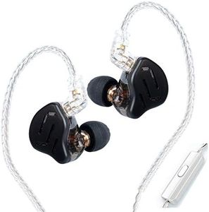 KZ Zax 1DD 7BA HiFi in Ear Monitor Musician Earbud Headphone, Hybrid Driver Metal Headset with Detachable Earphone Cable (with Microphone, Black)