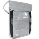 Passport Holder Neck Pouch with RFID Blocking - Travel Neck Wallet (Silver)