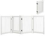 Maxmass Wooden Pet Gate, 3/4 Panels Freestanding Dog Gate with 360°Hinges & Lockable Door, Folding Safety Fence for Stairs Doorway (4 Panels: 205x76cm, White)