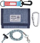 Rough Enough Kids Wallet for Boys Teen Men with Neck Lanyard Keychain in Cool Classic Denim Blue Canvas