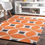 ruby carpet rugs Embossed Carved Handmade Export Quality Tuffted Pure Woollen Thick Geometrical with 1.5" inch Thickness 7 x 10 feet (210X300 cm) Multi Rust DR