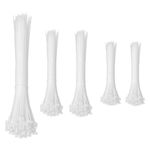 Hian White Cable Ties Assortment Pack - 500-Piece Set with 4-Inch, 6-Inch, and 8-Inch Sizes - Durable Nylon Material for Organizing Cables, Securing Bags, Gardening, and DIY Projects (Pack Of 500)