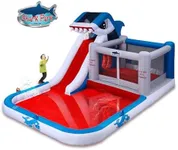 Blast Zone Shark Park 19x11 Inflatable Water Park Bouncer - Blower - Climbing Wall - Slide - Splash Area - Huge