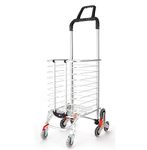 Vishal smart Mall 8-Wheel Stair Climbing Trolley Cart | Foldable Utility Cart with Tri-Wheel Design, Aluminum Frame, 360° Swivel Wheels & Ergonomic Handle | Grocery, Laundry & Travel Transport Trolley