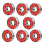 Alomejor Skate Roller Bearing 8 Pcs Longboard Roller Skate Bearings 608 Ball Bearings for skateboards Roller Blade Inline Skating Scooter Rollerblade(Red 9)