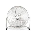 Zuvo 20" High Velocity Electric Floor Fan, 3 Speeds Heavy Duty Metal Quiet Oscillating Fan for Home Commercial Residential Use, Outdoor Indoor Fan for Maximum Air Flow (Chrome)