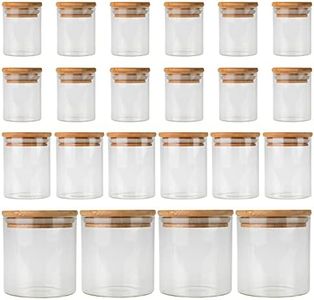 [PackMyProduct] 22 Piece Bamboo Spice Jar Starter Pack with Wooden Lids Glass Food Storage Jars with Bamboo Lids | 3 Sizes included 12 x 75ml, 6 x 250ml, 4 x 500ml