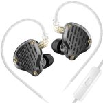 KZ PR3 Planar Diaphragm Driver in-Ear Headphones Earphones, KZ HiFi in-Ear Earbuds iems, Changable Cable Extra Bass Headsets (Black, with Microphone)