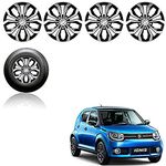 Auto Pearl Car Full Silver Black Wheel Cover Caps 15" Inches Press Type Fitting for - Ignis