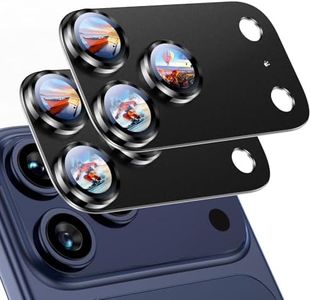 Uyiton Compatible with iPhone 17 Pro Max Camera Lens Protector - [Not Easy to Break][Strong Adsorption][Case-Friendly] Metal Tempered Glass Rear Camera Screen Cover - Black Titanium, 2 Packs