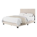 Corliving Modern Upholstered Queen Bed Frame with 4 Wooden Slats, Easy Assembly, Box Spring Required, Beige