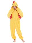 NEWCOSPLAY Unisex Adult Onesie Pajamas Animal One Piece Costume Cosplay Sleepwear (Yellow Chicken, Large)