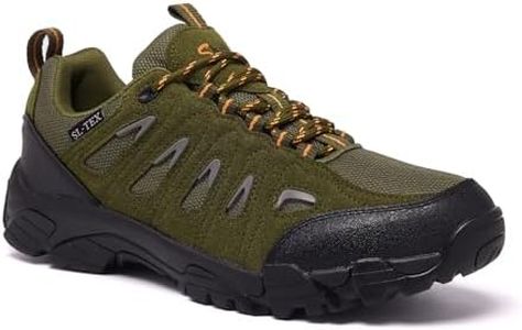 SHULOOK Men's Waterproof Hiking Shoes Lightweight Breathable Trekking Trails Shoes Non-Slip Outdoor Shoes Army/Green