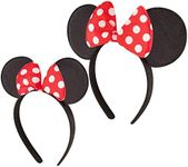 Disney girls of 2 for Girl, Ears One Adult Size One Ag Little Minnie Mouse Headband Set With Polka Dot Bow Mommy and Me Matching Set, Red Polka Dot, Ages 2-7 US