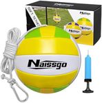 Naissgo Tetherball Ball and Rope, Soft Tetherball Set with Metal Hook and Ball Pump with Needle - Great for Family,Adults,Tether Ball Backyard Game Outdoor Play