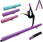 FCOUMY Gymnastics Beam 9FT PU Leather, Folding Balance Beam Gymnastics Equipment for Home Girls Kids Adults Training,with Carry Handles Anti-Slip Base