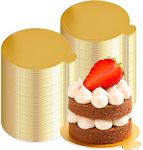 APSAMBR-200 Pcs Mini Cake Boards, Round Golden Mousse Cake Boards Mini Cake Bases Cake Paper Board Cupcake Dessert Displays Tray Circle Cardboard