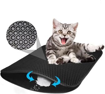 Pets Empire Cat Litter Mat Litter Trapping Mat, Honeycomb Double Layer Design Waterproof Urine Proof Trapper Mat for Litter Boxes, Easy Clean Scatter Control Black Color (Medium (45 x 60cm))