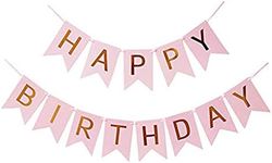 Haobase Happy Birthday Banner Birthday Garland Party Decorations Pink