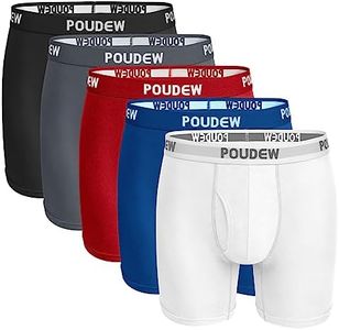 POUDEW Men's Underwear, Tagless Soft Viscose Boxer Briefs Underwear for Men Pack of 5 (X-Large, Black/Grey/Red/Blue/White)