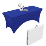 Urby Elastic Table Clothes for 6 Foot Rectangle Tables Fits 6ft Folding Tables Heavy Duty Stretchy Wrinkle Resistant Spandex (Royal Blue, 6FT)