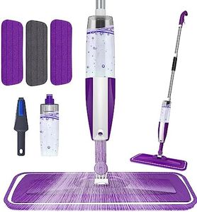 SOBONNE Microfiber Spray Mop For Floor Cleaning - Reusable Floor Mop With 3 Washable Pads, Refillable Bottle Flat Mop With Sprayer For Hardwood Laminate Wood Floor Cleaning