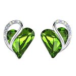 Leafael Infinity Love Heart Stud Earrings for Women, Silver Tone Fashion Earrings, Gifts for Women, Statement Earrings for Any Occasion, August Birthstone Crystal, Peridot Green