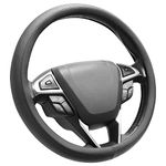 SEG Direct Microfiber Leather Black Steering Wheel Cover Universal Fit 37-39cm